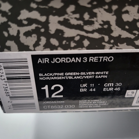 NEW Men's Sz 12 Air Jordan 3 Retro 'Pine Green' DH1259-400 - Picture 11 of 11